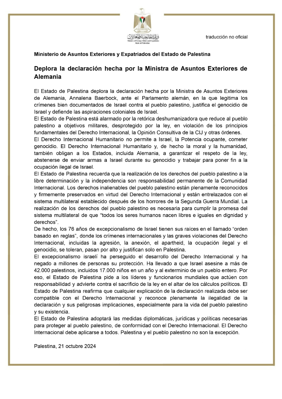 Declaración 21 de octubre