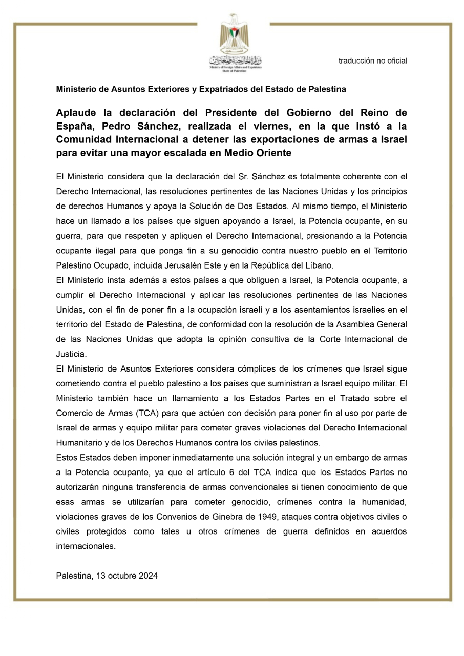 Declaración 13 de octubre