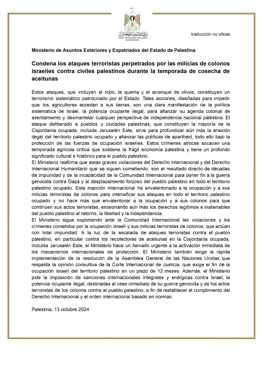 Declaración 13 de octubre