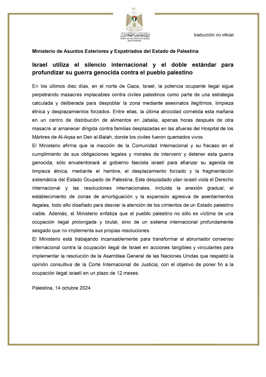 Declaración 14 de octubre