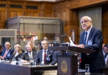 The International Court of Justice (ICJ), principal judicial organ of the UN, holds public hearings on the request for an advisory opinion on the Obligations of Israel in relation to the Presence and Activities of the United Nations, Other International Organizations and Third States in and in relation to the Occupied Palestinian Territory, from Monday 28 April to Friday 2 May 2025, at the Peace Palace in The Hague, the seat of the Court. Session held under the presidency of Mr Iwasawa Yuji, President of the Court. The Court’s role is to settle, in accordance with international law, legal disputes submitted to it by States and to give advisory opinions on legal questions referred to it by authorized UN organs and agencies.