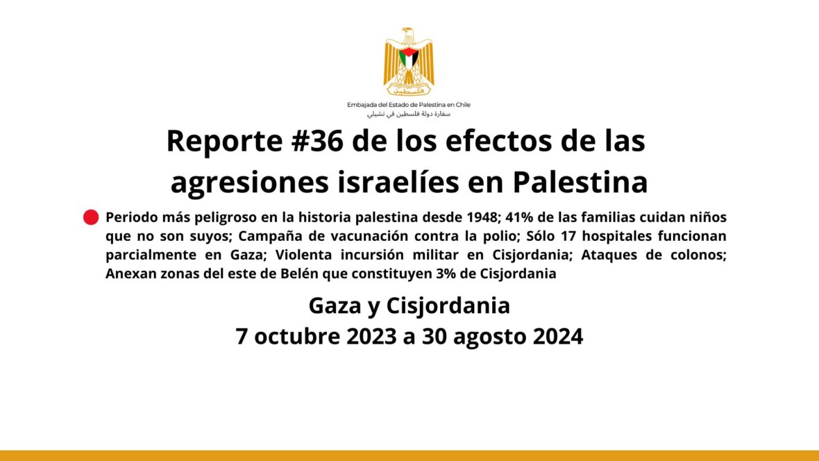 Reporte # 36 / 2024 realizado por la Embajada del Estado de Palestina en Chile 