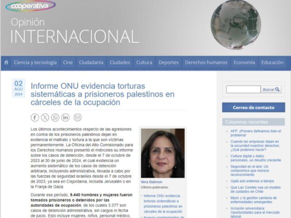 Informe ONU evidencia torturas sistemáticas a prisioneros palestinos en cárceles de la ocupación